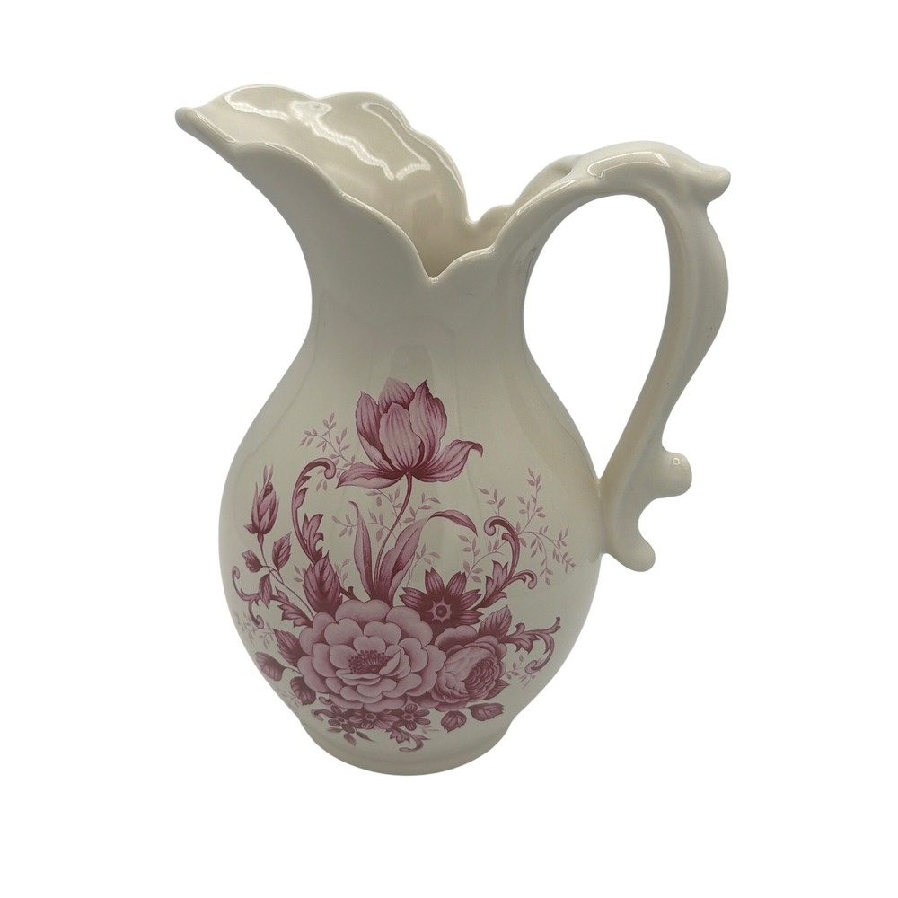 Vintage 1986 Royal Haeger‎ Pink Floral Pitcher #4058 Cottagecore Farmhouse Decor